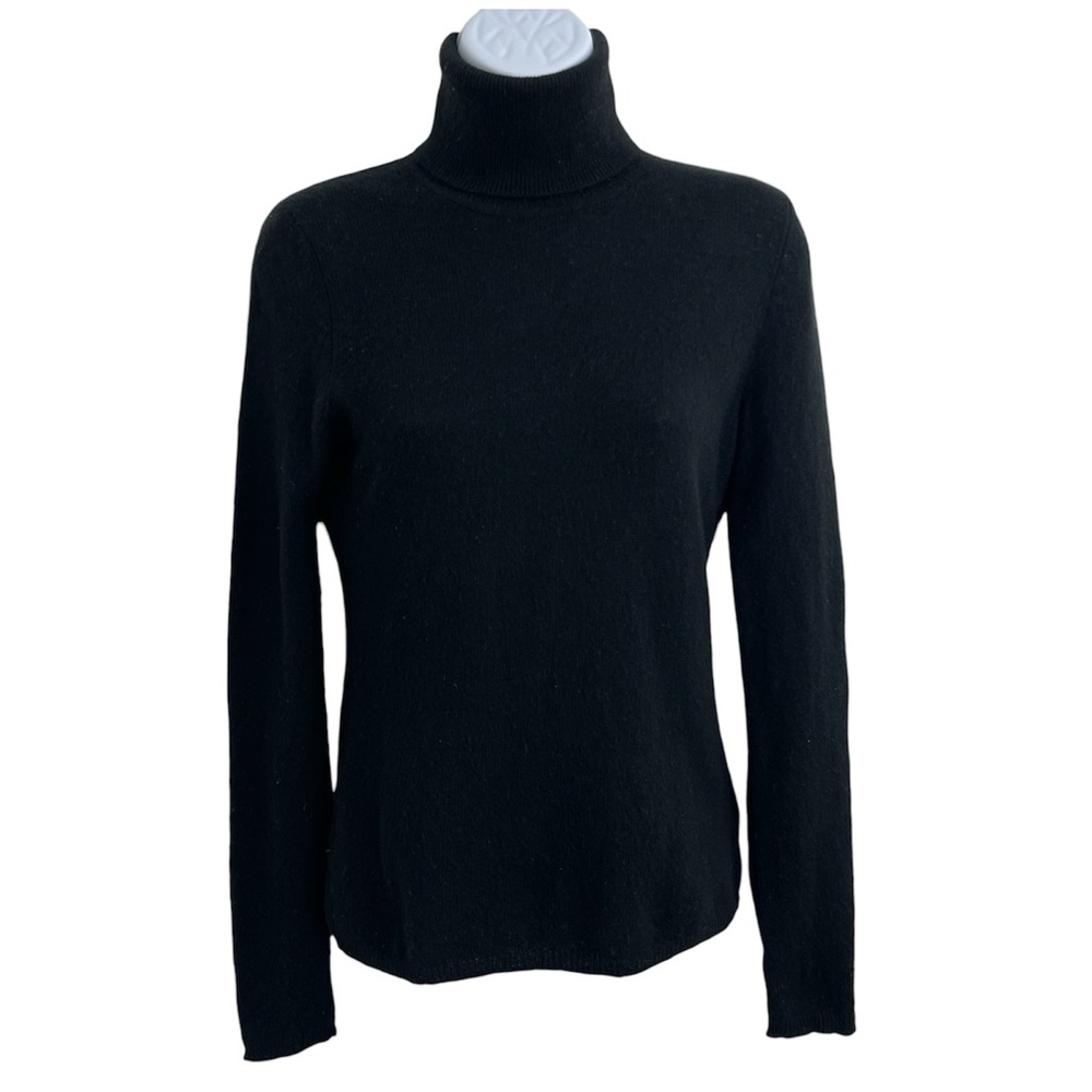 Adrienne Vittadini Women 100% 2-ply  Cashmere Sweater Top Sz S Mock Neck Black - Picture 2 of 12